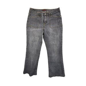 ZD Premium Jeans Womens 14 Gray Washed Bootcut Button Flap Pocket Mid Rise 34x29